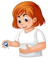 Girl with diabetes checking blood glucose vector