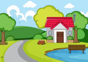 A rural house in nature vector