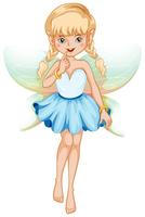 Fairy with blue dress and colorful wings vector