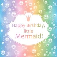 Birthday card for little girl. Blurred background, pearls and frame. Vector illustration