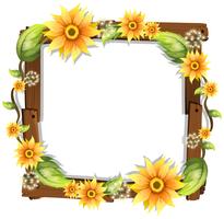 Beautiful Sunflower on Wooden Frame vector