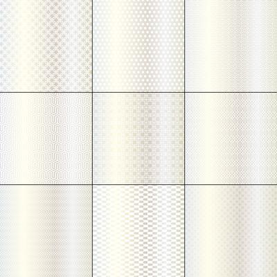 metallic silver and white mod geometric patterns