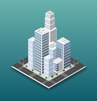 City isometric concept of urban infrastructure business vector