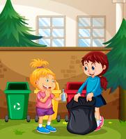 Children Sorting the Waste vector