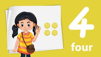Girl with number four vector