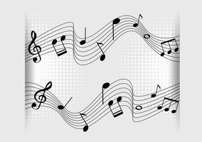 Background design with music notes on scales vector