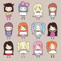 4 Cute Young School Girls Anime Or Manga Icon Image Vector Illustration  Design Royalty Free SVG, Cliparts, Vectors, and Stock Illustration. Image  76150370.