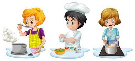 People cooking in kitchen vector