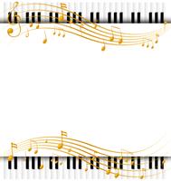 Border template with with piano keyboards and musicnotes vector