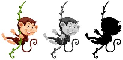 Set of monkey hanging on vine vector