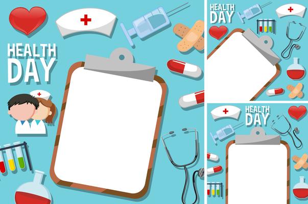 Health day poster with medical elements