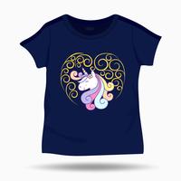 Cute Unicorn illustration on T Shirt kids template. Vector illustration