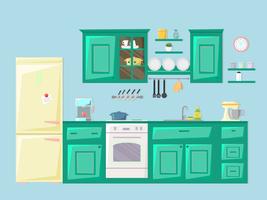 Kitchen interior. Vector illustration.