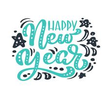 Happy New Year green vintage calligraphy lettering vector text. For art template design list page, mockup brochure style, banner idea cover, booklet print flyer, poster