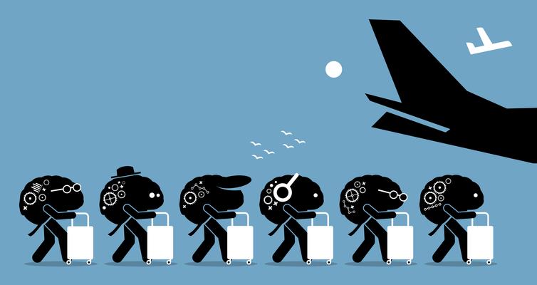 Brain drain cartoon.