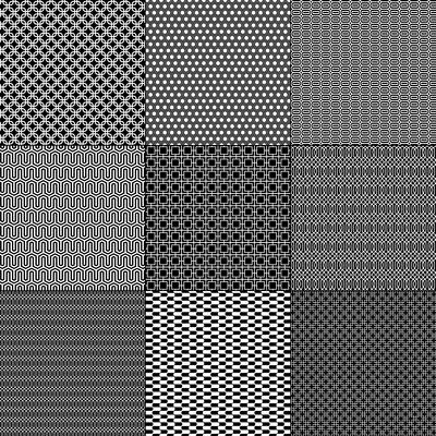 black and white mod geometric patterns