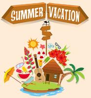 Summer vacation with bungalow on island vector