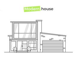 Casas con estilo moderno en el icono del arte de línea. Concepto de diseño de un hogar. Vector ilustración plana