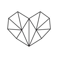 Marco geométrico de la forma del corazón del símbolo del vector con el lugar para el texto. Icono de amor para tarjeta de felicitación o boda, día de San Valentín, tatuaje, impresión. Ilustración de la caligrafía del vector aislada en un fondo blanco