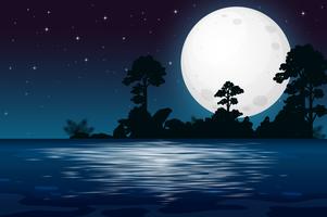 A Full Moon Night at the Lake vector