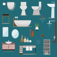 Flat design bathroom furniture collection vector