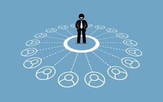 Businessman with many contacts and strong business network. vector