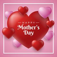 Happy Mother Day Hearts Card Background Vector Template