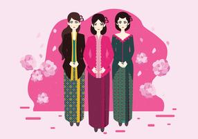 Señora en Kebaya Kartini Vector