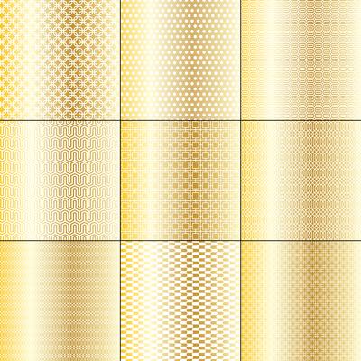 metallic gold and white mod geometric patterns