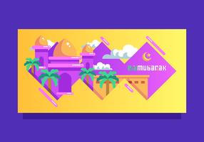 Cute Ied Mubarak Greeting Card Vector Template 