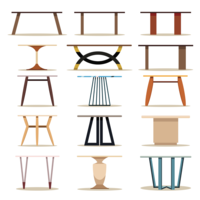 Conjunto de muebles de mesa de madera. vector