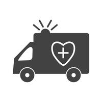 Icono de ambulancia glifo negro vector