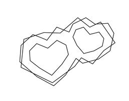 Vector geométrico dos marcos de forma de corazón negro con lugar para el texto. Icono de amor para tarjeta de felicitación o boda, día de San Valentín, tatuaje, impresión. Ilustración de la caligrafía del vector aislada en un fondo blanco