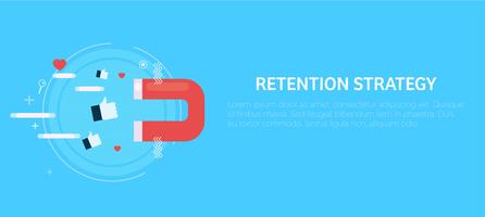 Retention strategy. Magnet attracts the likes. Vector flat illustration