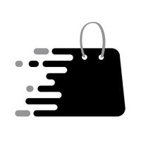 Abstrack Black logo shopping bag icon with plack for your text, isolated vector on white background, illustration