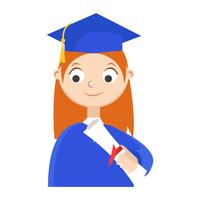 Set. A graduate student with a diploma. Vector Flat Illustration