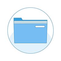 Icon with a folder for secure storage of documents and files on the computer.  vector