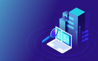 Big data isometric vector illustration. Save files in the cloud