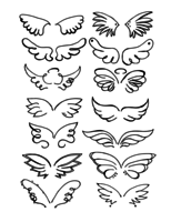 Set of Wings Hand Drawn vector