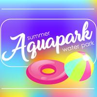 Text Aquapark on a blurred background. Vector Flat Illustration