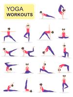 Set of young woman performing physical exercises vector