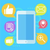 Mobile Marketing banner. Phone with icon mail. Vector flat illustration