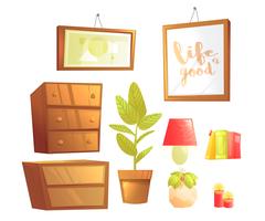 Modern furniture for bedroom interior design elements. Vector cartoon illustration set