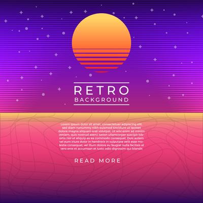 Gradient Neon Purple Vintage Retro Vector Background 