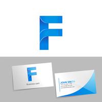 Logo degradado con la letra F del logo. Tarjeta de visita de la maqueta en el fondo blanco. El concepto de diseño de elementos tecnológicos. ilustración vector