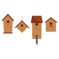 Brown Wooden birdhouses in various shapes vector