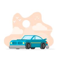 Flat Retro Car Vector Illustration