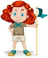 Little girl in camping outfit vector