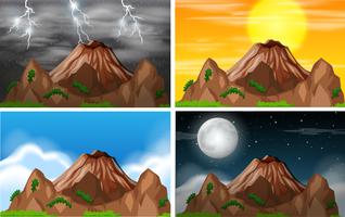 Set of mountain view different climate vector