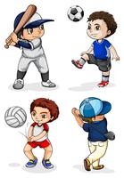 Male kids engaging in different activities vector